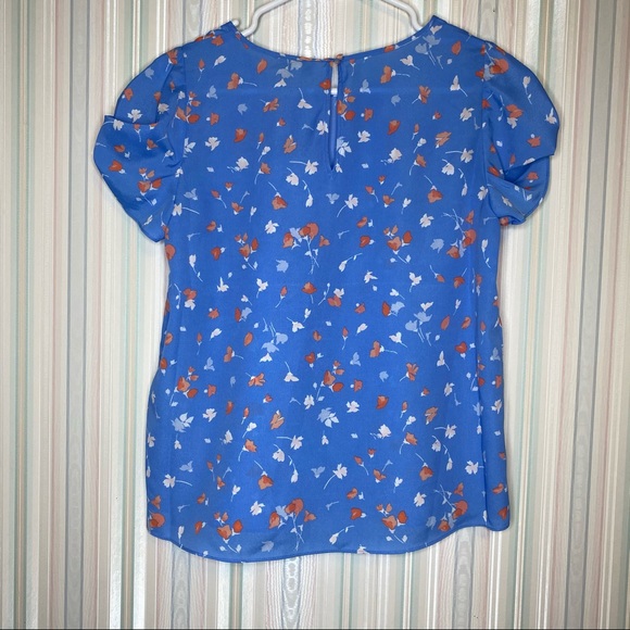 NWT Joie Blue Floral Knot Sleeve Blouse Extra Small - Picture 5 of 7